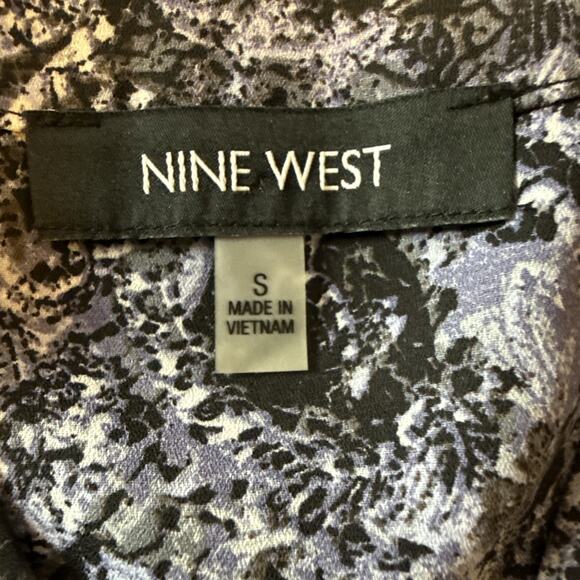 Nine West Women's S Whimsigoth V Neck Sleeveless Blouse Black Purple Floral Boho - Picture 4 of 9